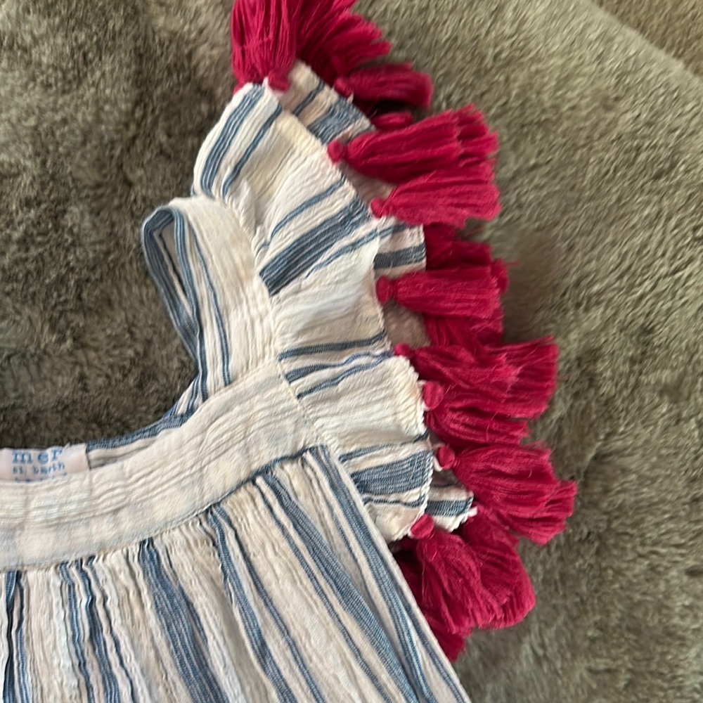 Striped Blue and Pink Kids Dress - Picture 2 of 5